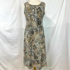 STUDIO I Vintage 90s Green Paisley Sleeveless Maxi Dress‎ Women 12 Petite Boho